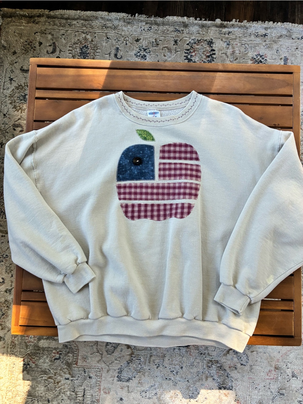 Appliqué & Embroidered apple sweatshirt